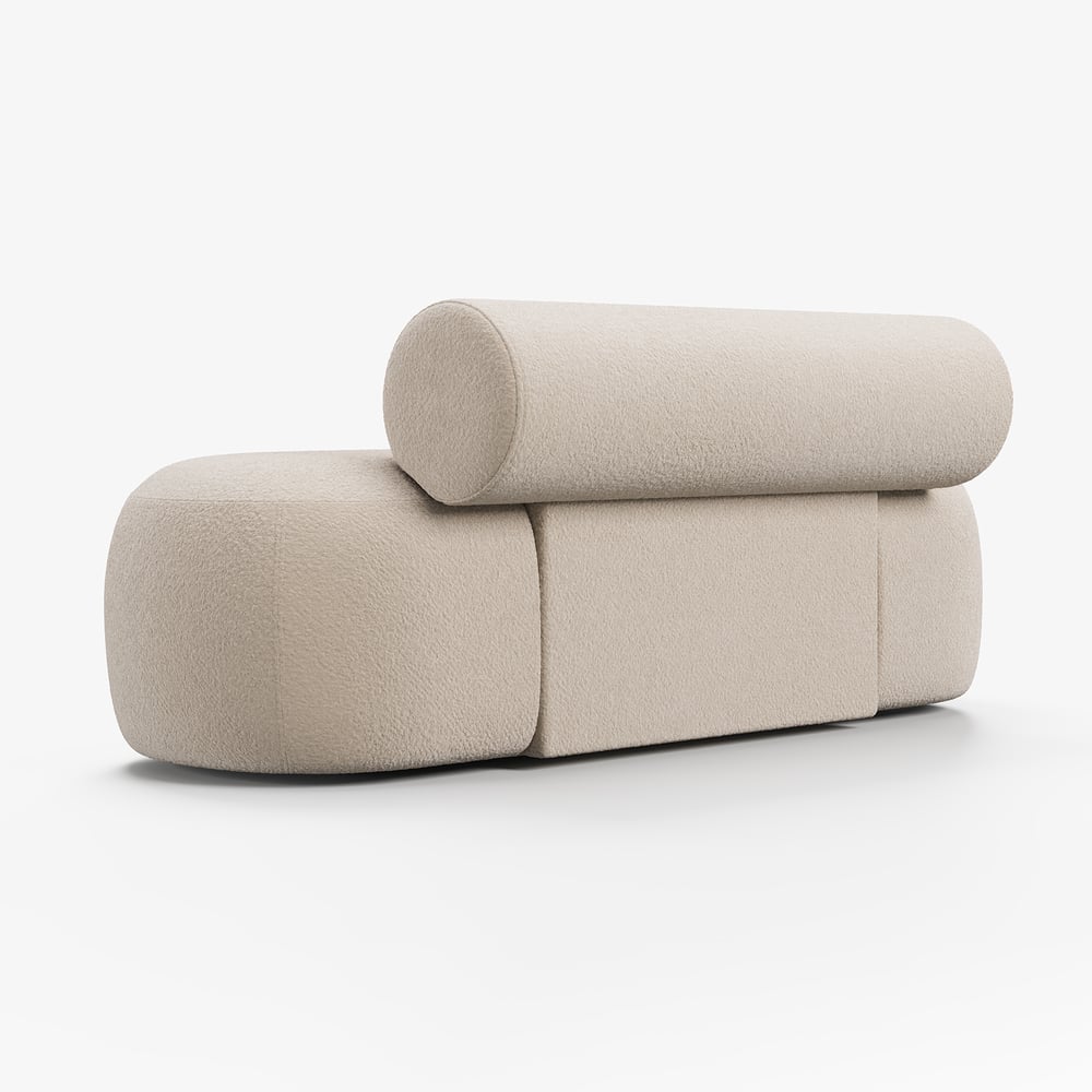 53"W Modern Boucle Bedroom Bench Chaise Lounge with Back