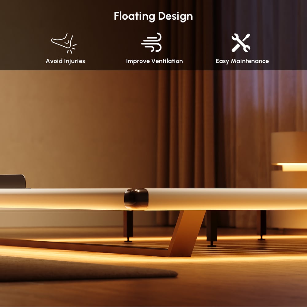 Modern Leather King Size Floating Bedroom Set with Light & Adjustable Headboard window image