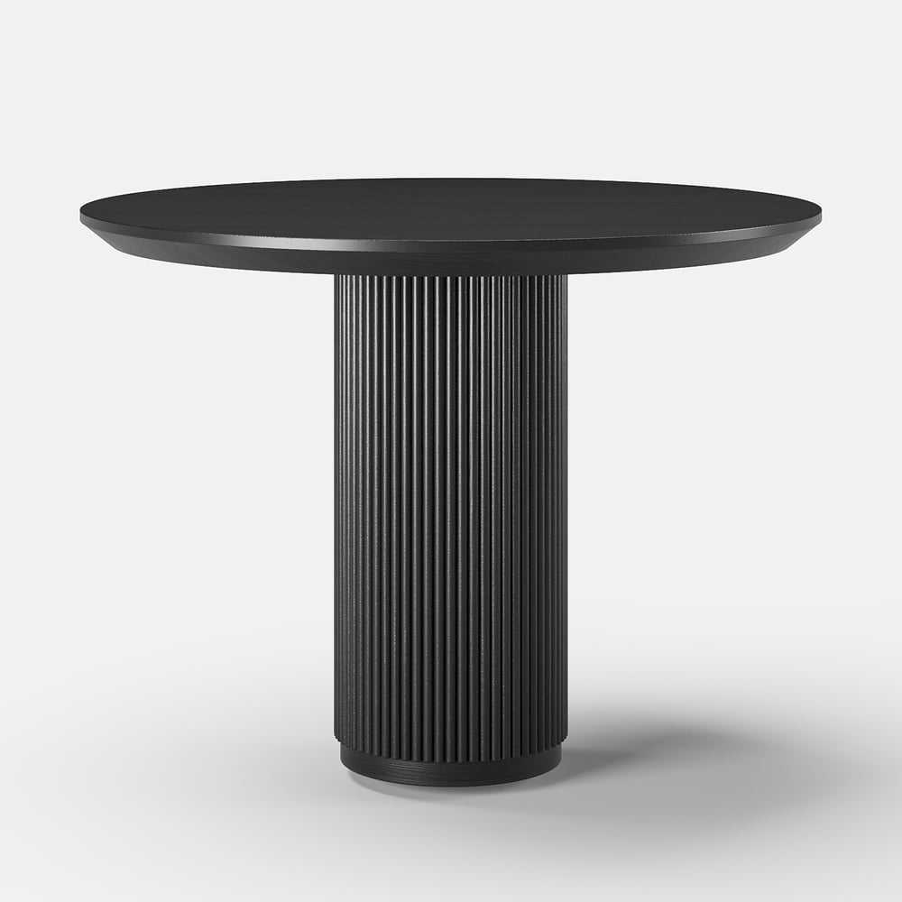 31.5" Japandi Style Round Wood Dining Table Black Seats 2 People