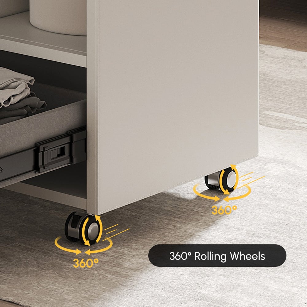 Saddle Leather Walk-In Closet Island Jewelry Dresser with Glass Top window image