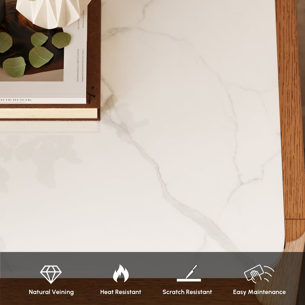 Modern Sintered Stone Top Nightstand with Drawers & Shelf window image