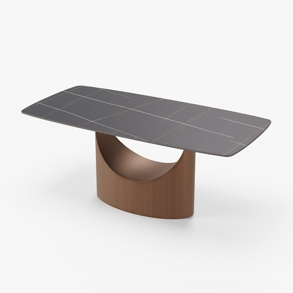 71" Modern Rectangle Sintered Stone Dining Table with Stainless Base Seats 6-8 People