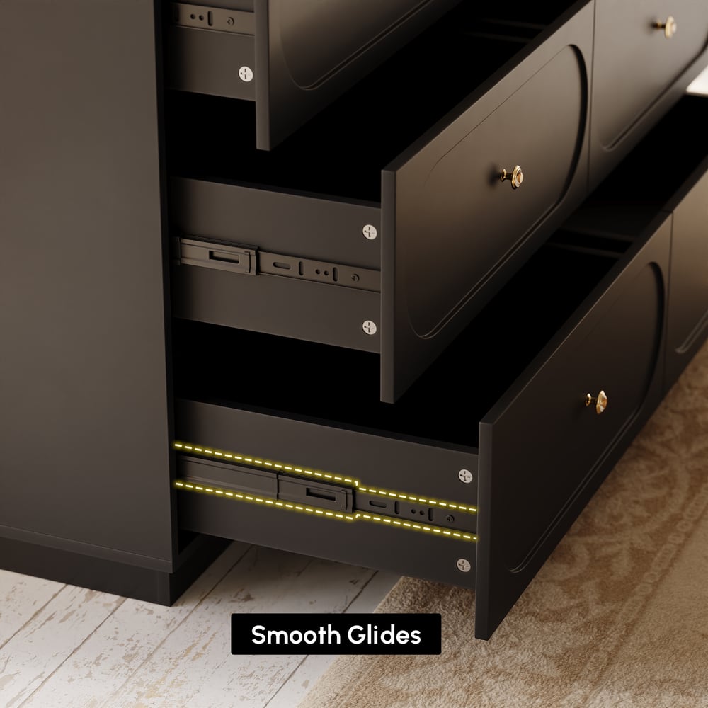 Krila 1200mm Modern Natural 6-Drawer Dresser with Charging Station window image