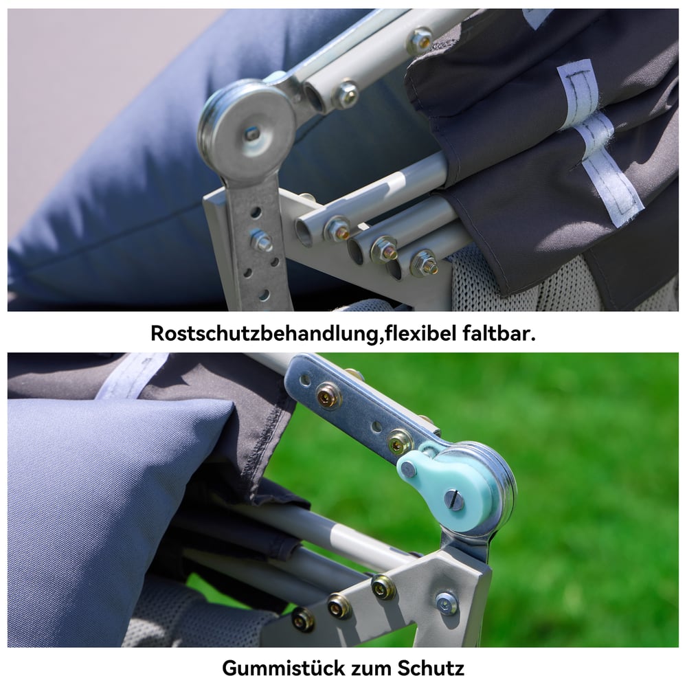 Weerbestendig grijs geweven tuinzoneiland met aluminium frame en zonnedak