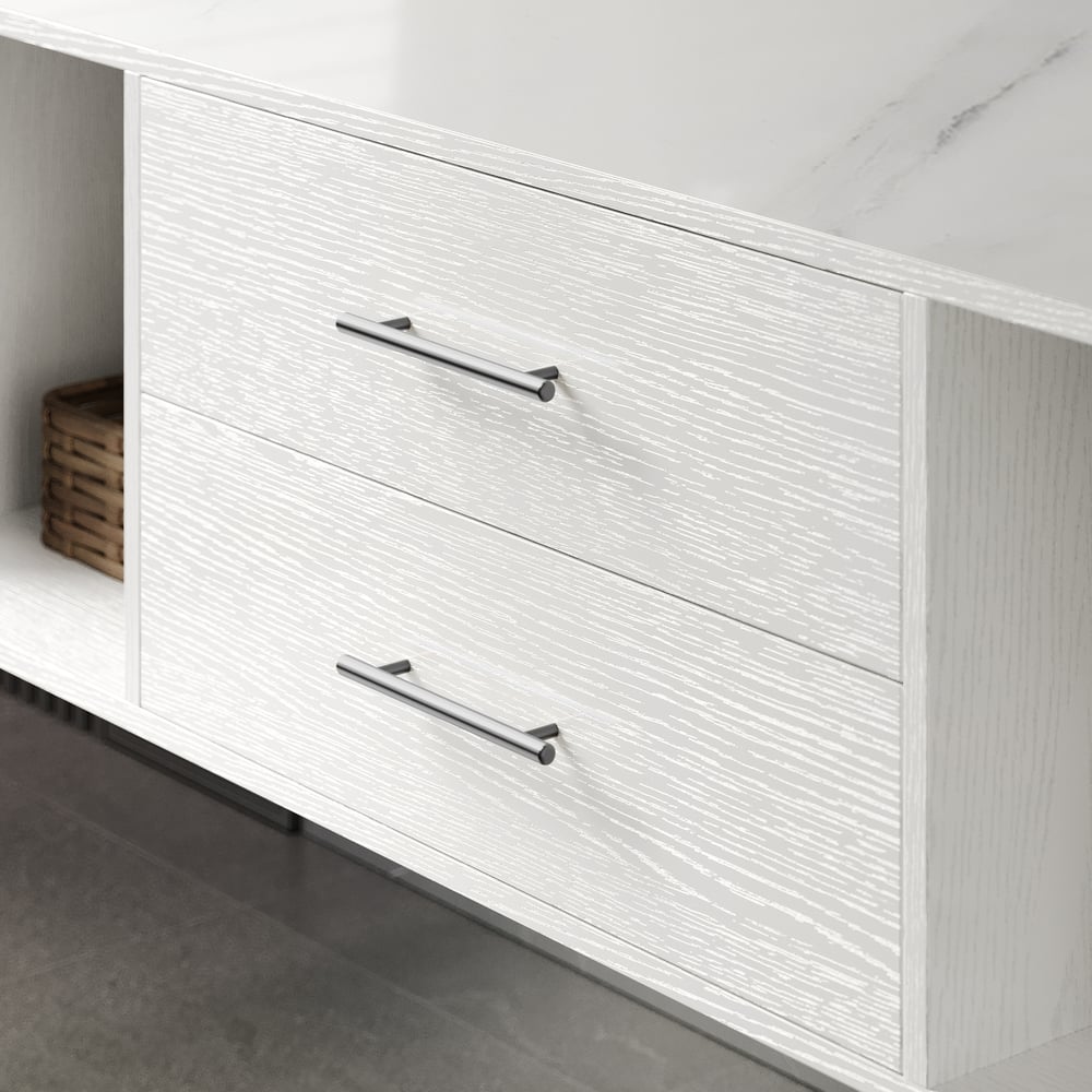 900mm Floating Bathroom Vanity with Sintered Stone Vessel Sink with 2 Drawers in White