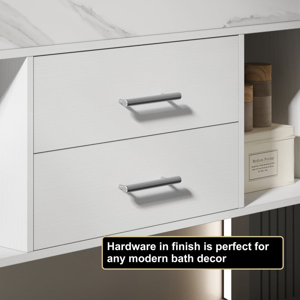 Bathroom Vanity Set 35.4" Modern Floating Sintered Stone Bathroom Vanity White with Sink