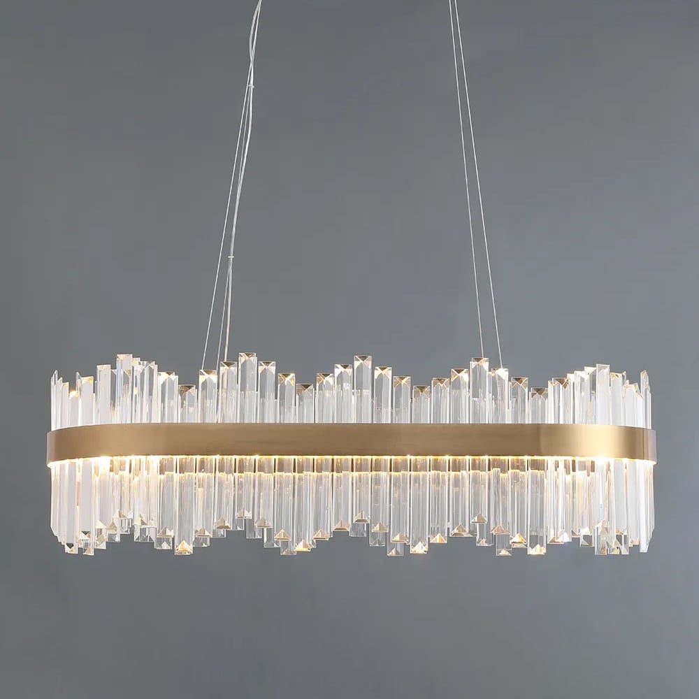 Crystina Modern LED Crystal Kitchen Island Light with Remote Control window image