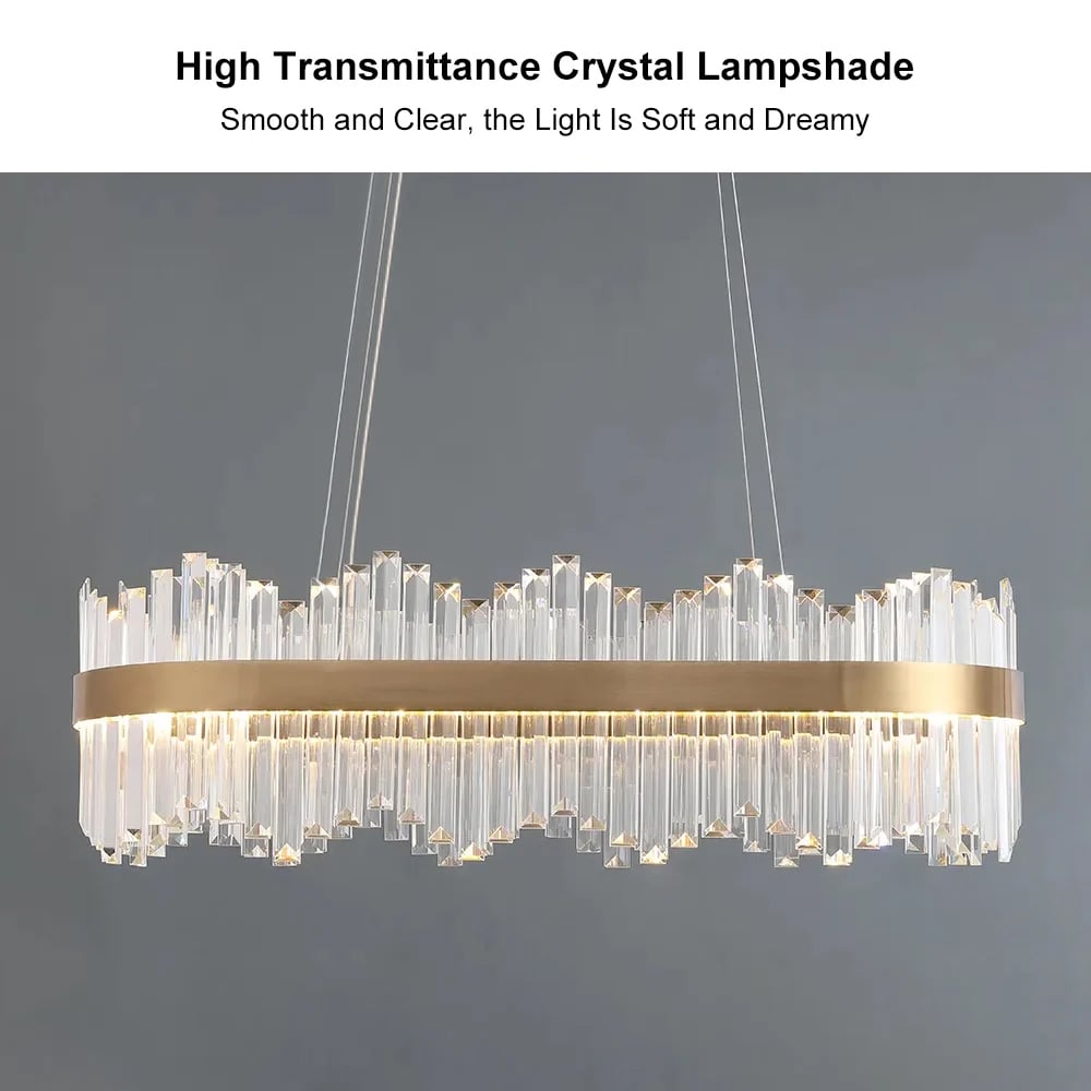 Crystina Modern LED Crystal Kitchen Island Light with Remote Control window image