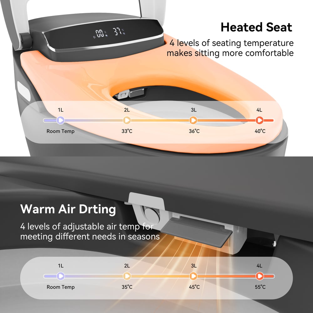 Hynova AX1 Black Automatic Smart Bidet Toilet with Self Cleaning | Heated Seat | Dryer window image