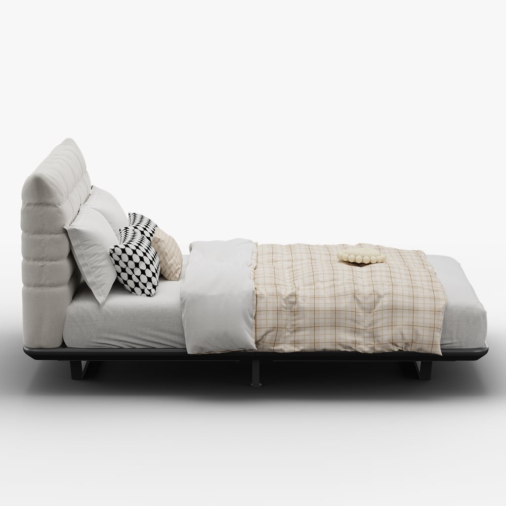 Cadre de lit flottant moderne avec lumière ambiante automatique, 140 x 200 cm image de fenêtre