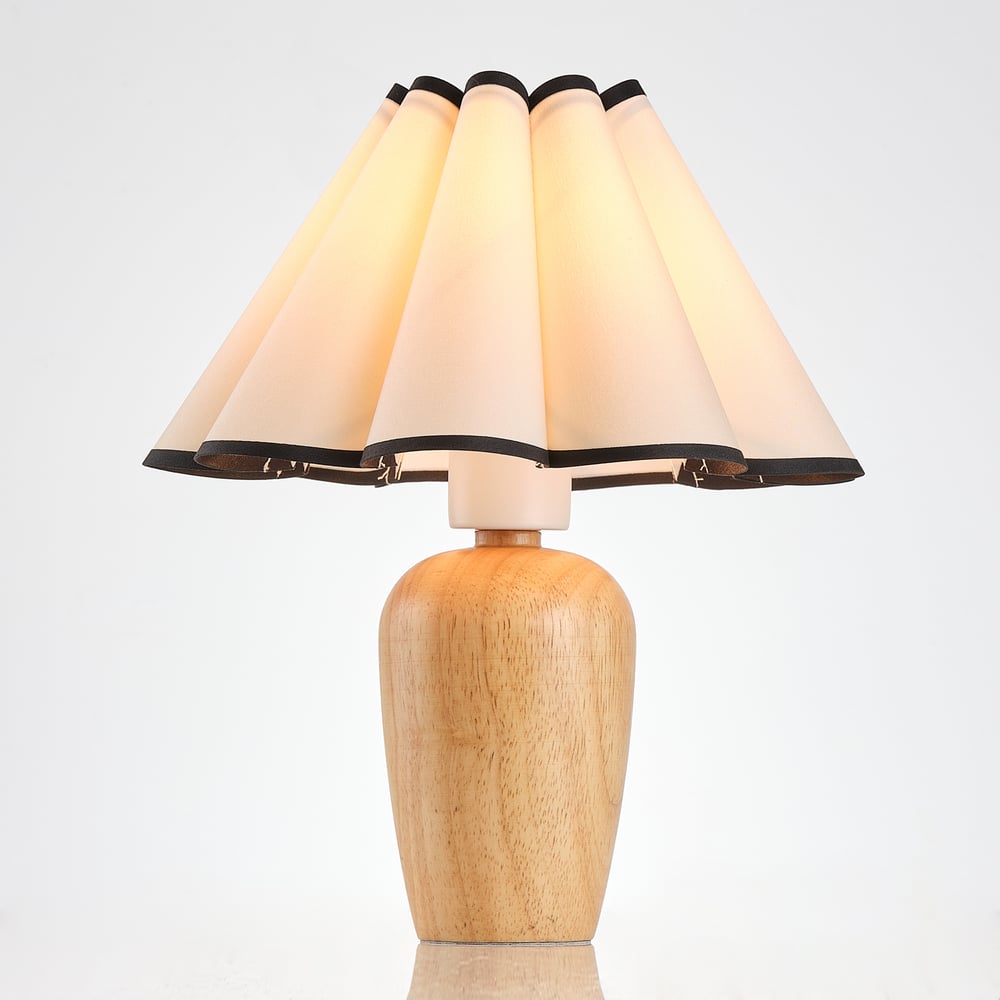 Minimalist Fabric Shade Table Lamp with Wooden Base – UL Certified