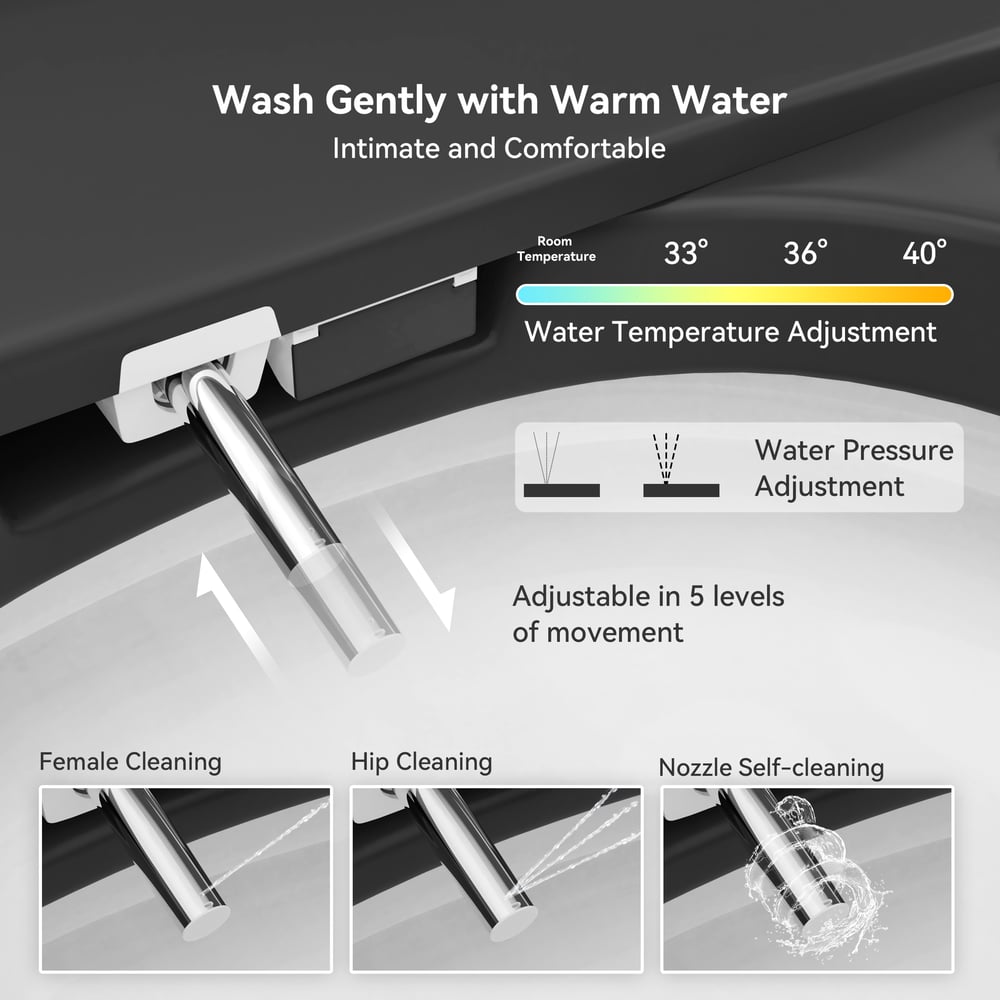 Hynova AX1 Black Automatic Smart Bidet Toilet with Self Cleaning | Heated Seat | Dryer window image