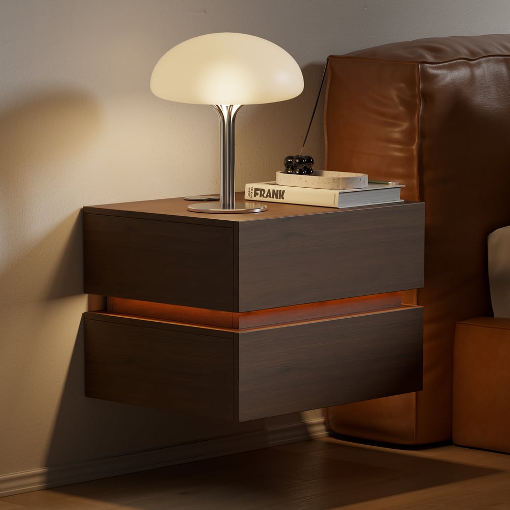 Lumio 2-Drawer LED Smart Floating Nightstand with Light window image
