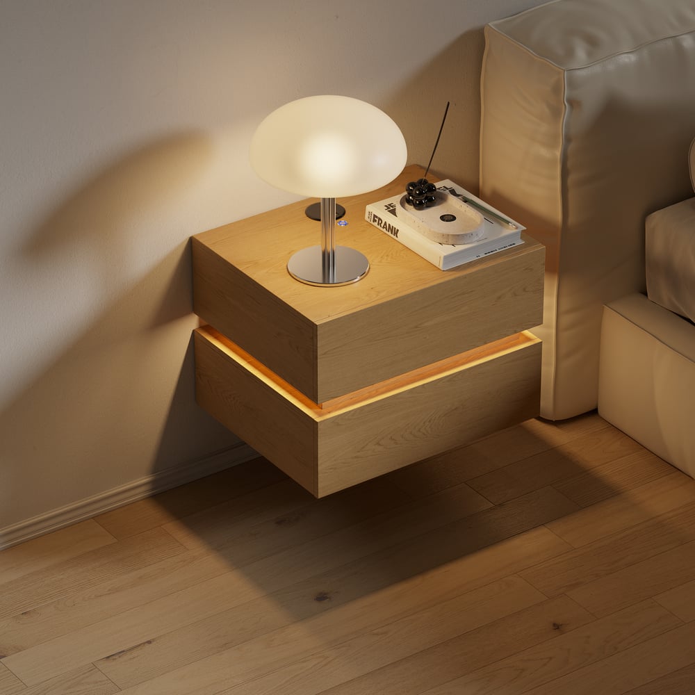 Lumio 2-Drawer LED Smart Floating Nightstand with Light window image