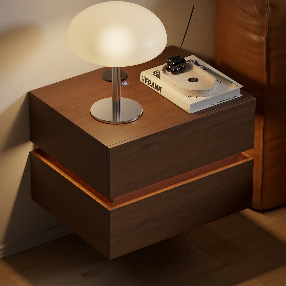 Lumio 2-Drawer LED Smart Floating Nightstand with Light window image