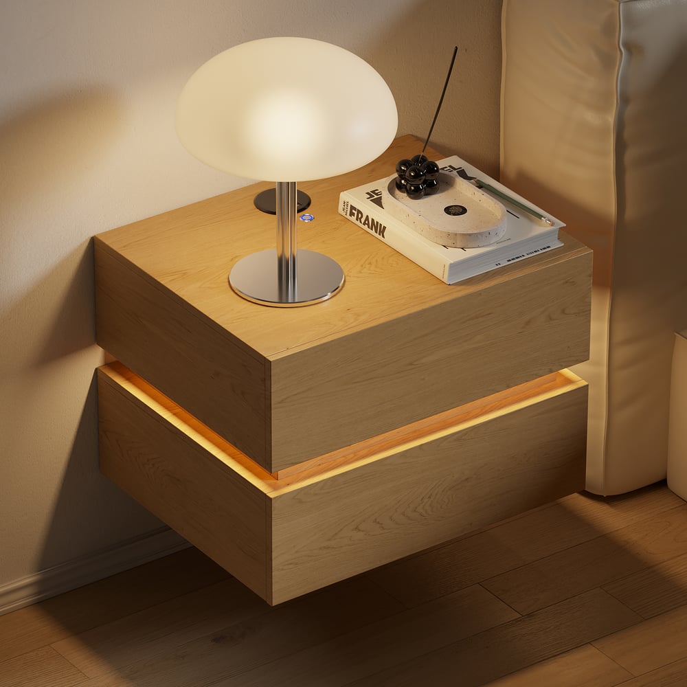 Lumio 2-Drawer LED Smart Floating Nightstand with Light window image
