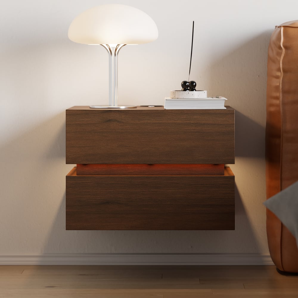 Lumio 2-Drawer LED Smart Floating Nightstand with Light window image