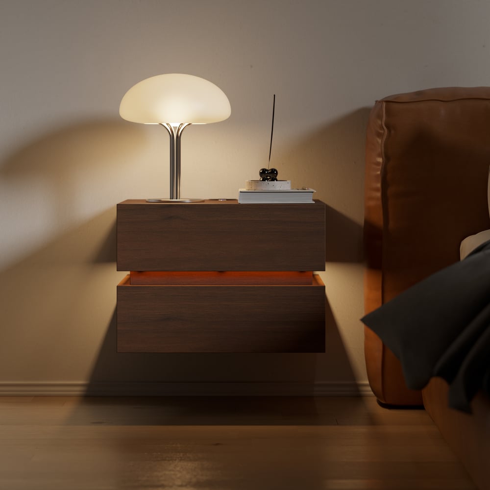 Lumio 2-Drawer LED Smart Floating Nightstand with Light window image