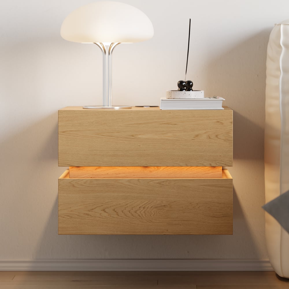 Lumio 2-Drawer LED Smart Floating Nightstand with Light window image