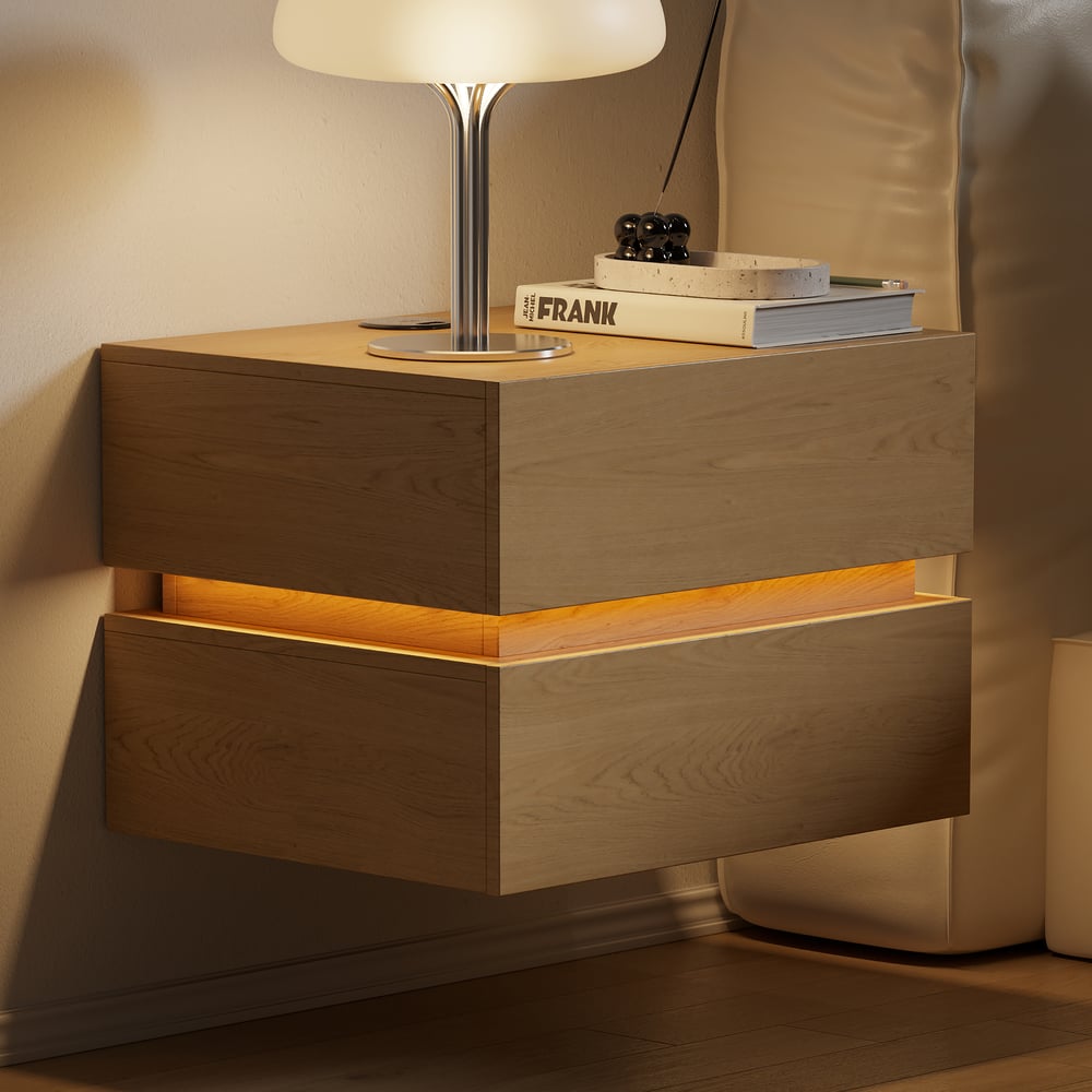 Lumio 2-Drawer LED Smart Floating Nightstand with Light window image