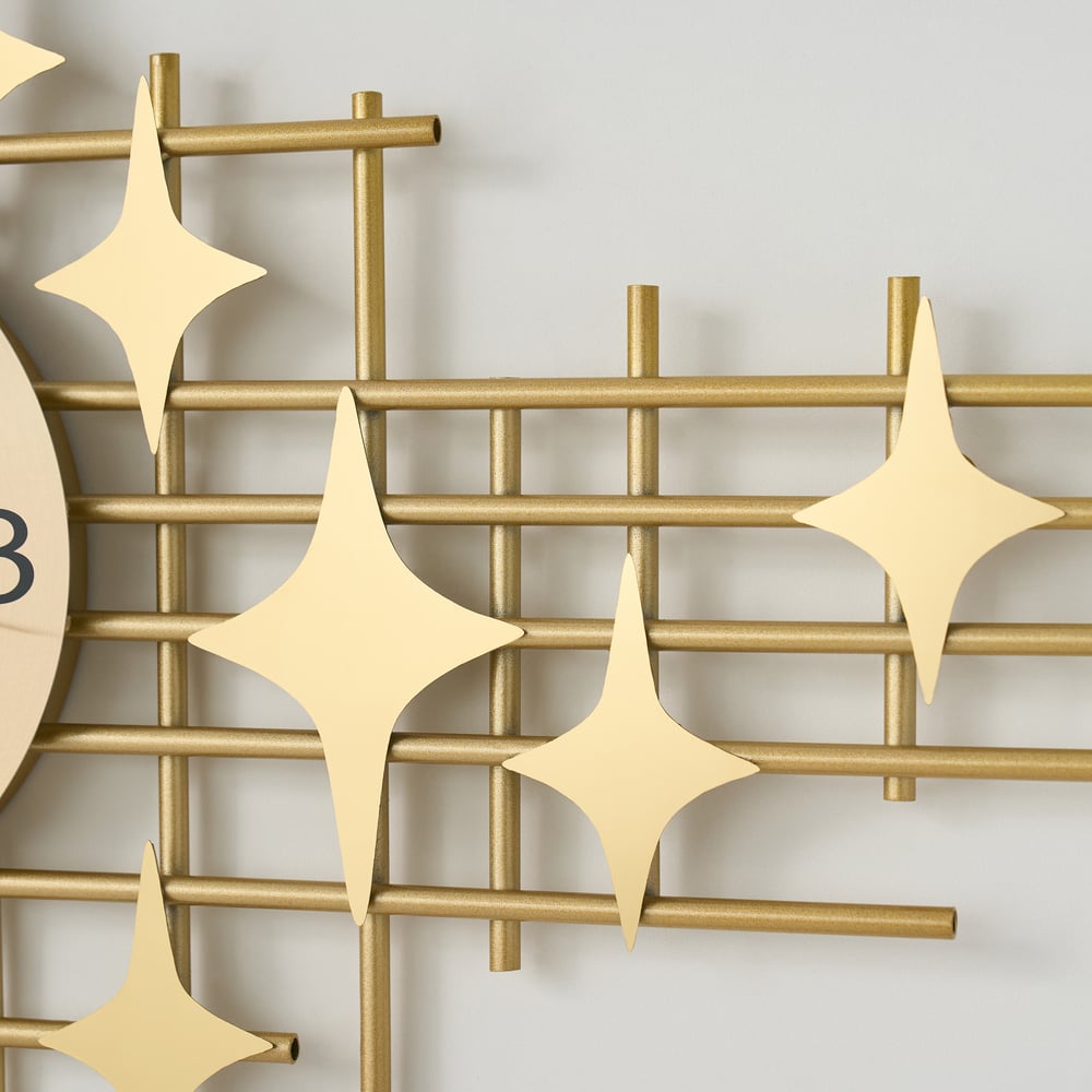 39.4" Large Gold Silent Wall Clock with Star Appearance Design Decor Living Room window image
