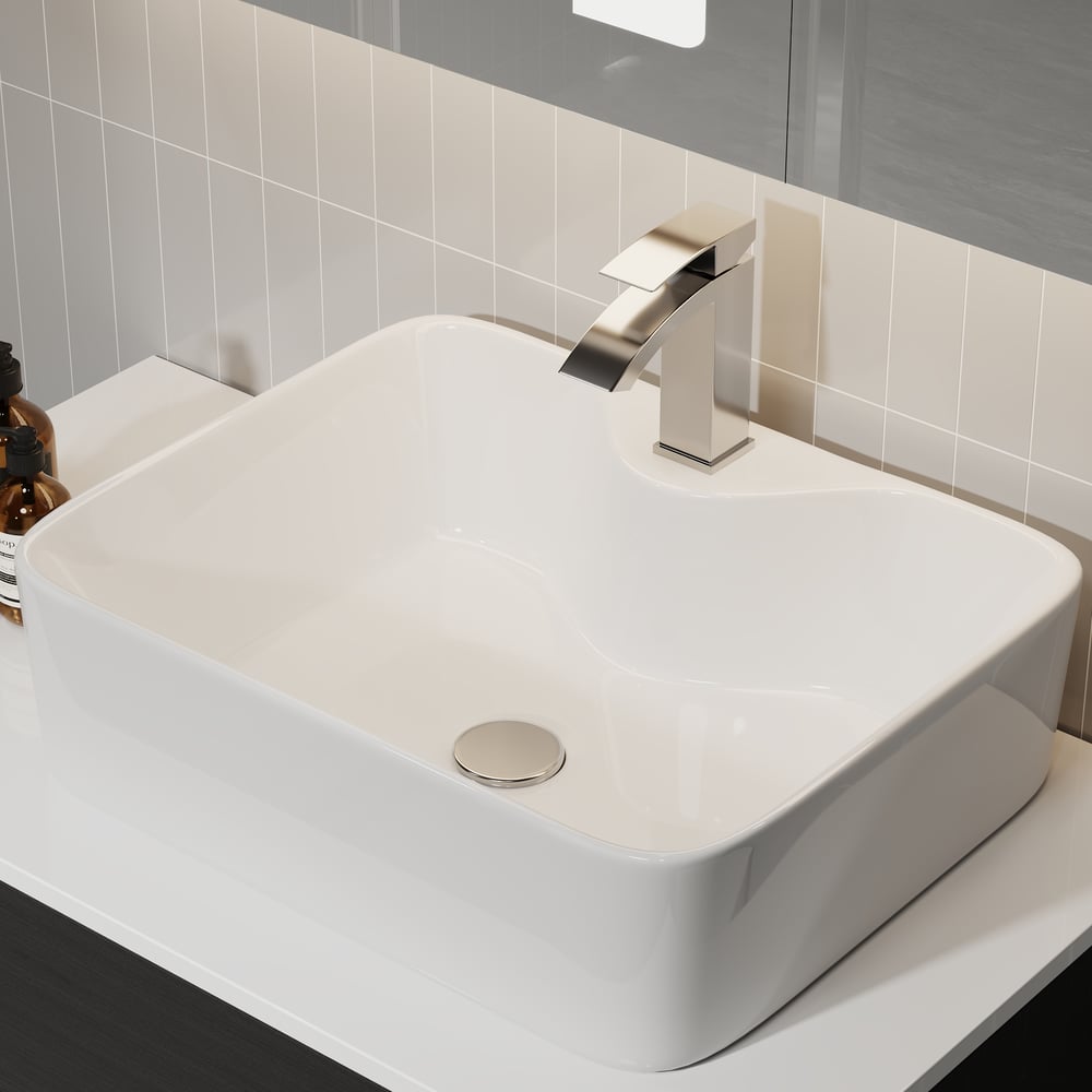 Tocador de baño flotante blanco y negro de 800 mm con encimera de cerámica con encimera de mármol sintético