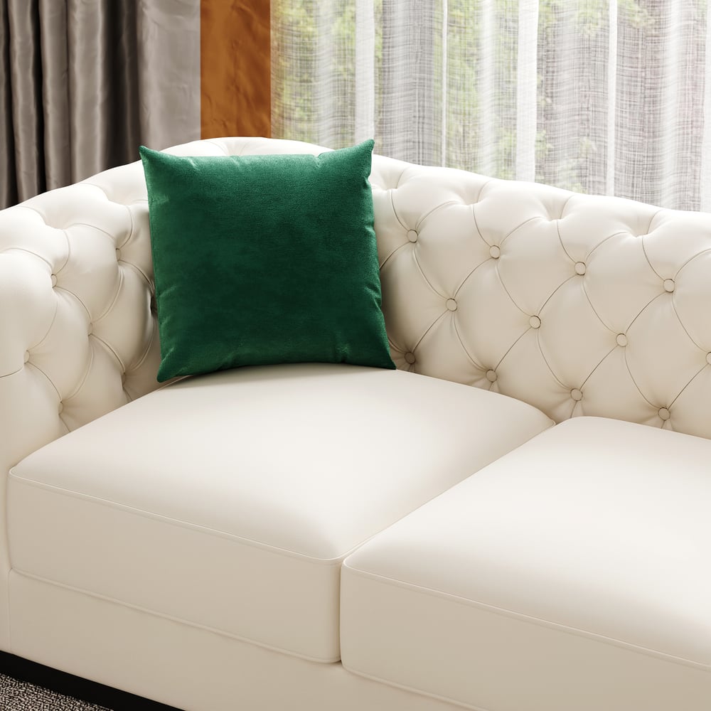 Wovent Modern Beige Faux Leather Tufted Sofa & Loveseat Living Room Set of 3