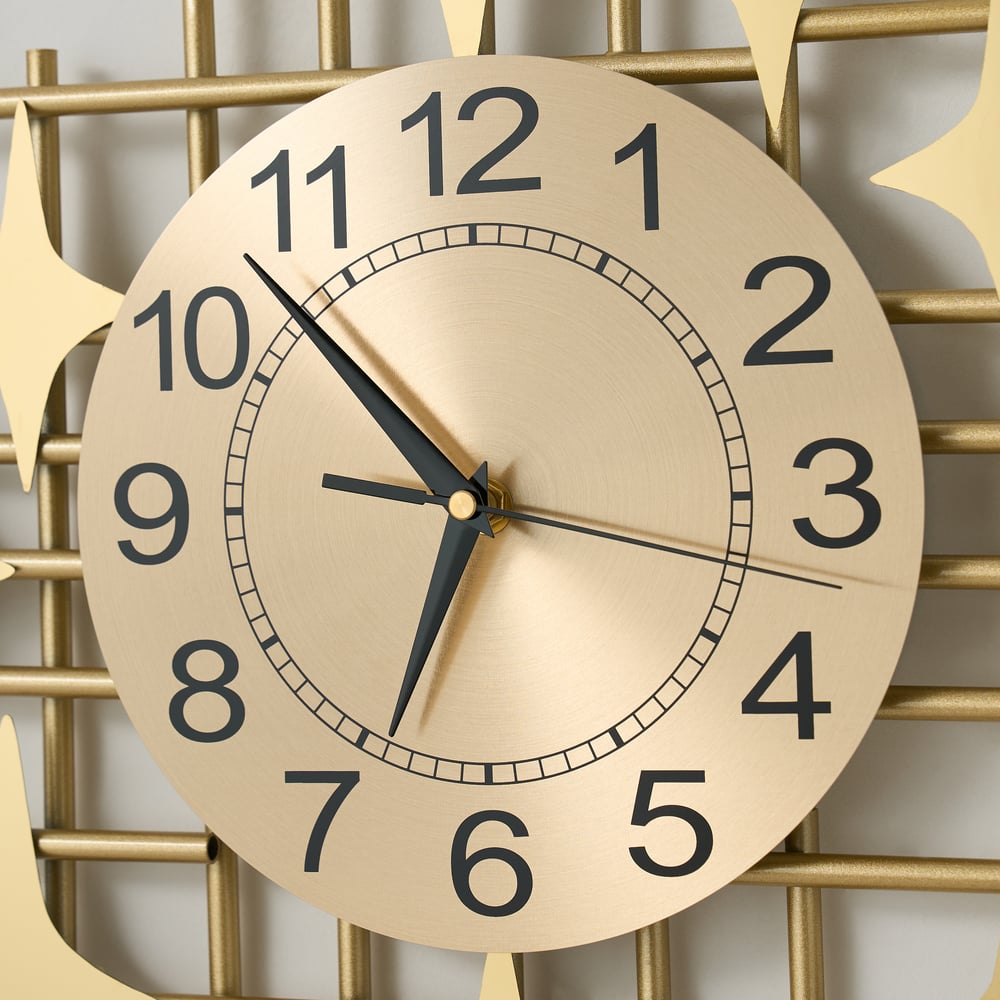 39.4" Large Gold Silent Wall Clock with Star Appearance Design Decor Living Room window image