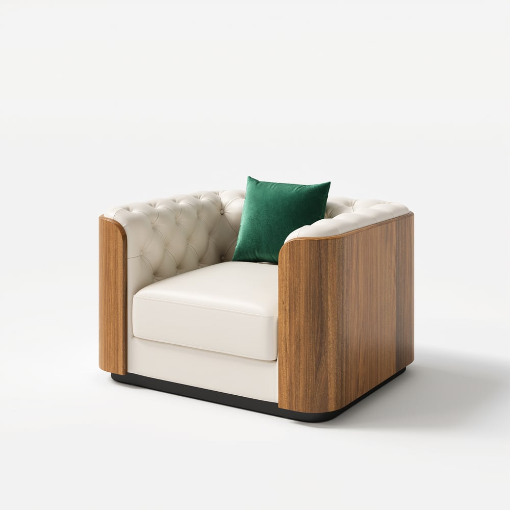 Wovent Modern Beige Faux Leather Tufted Sofa & Loveseat Living Room Set of 3