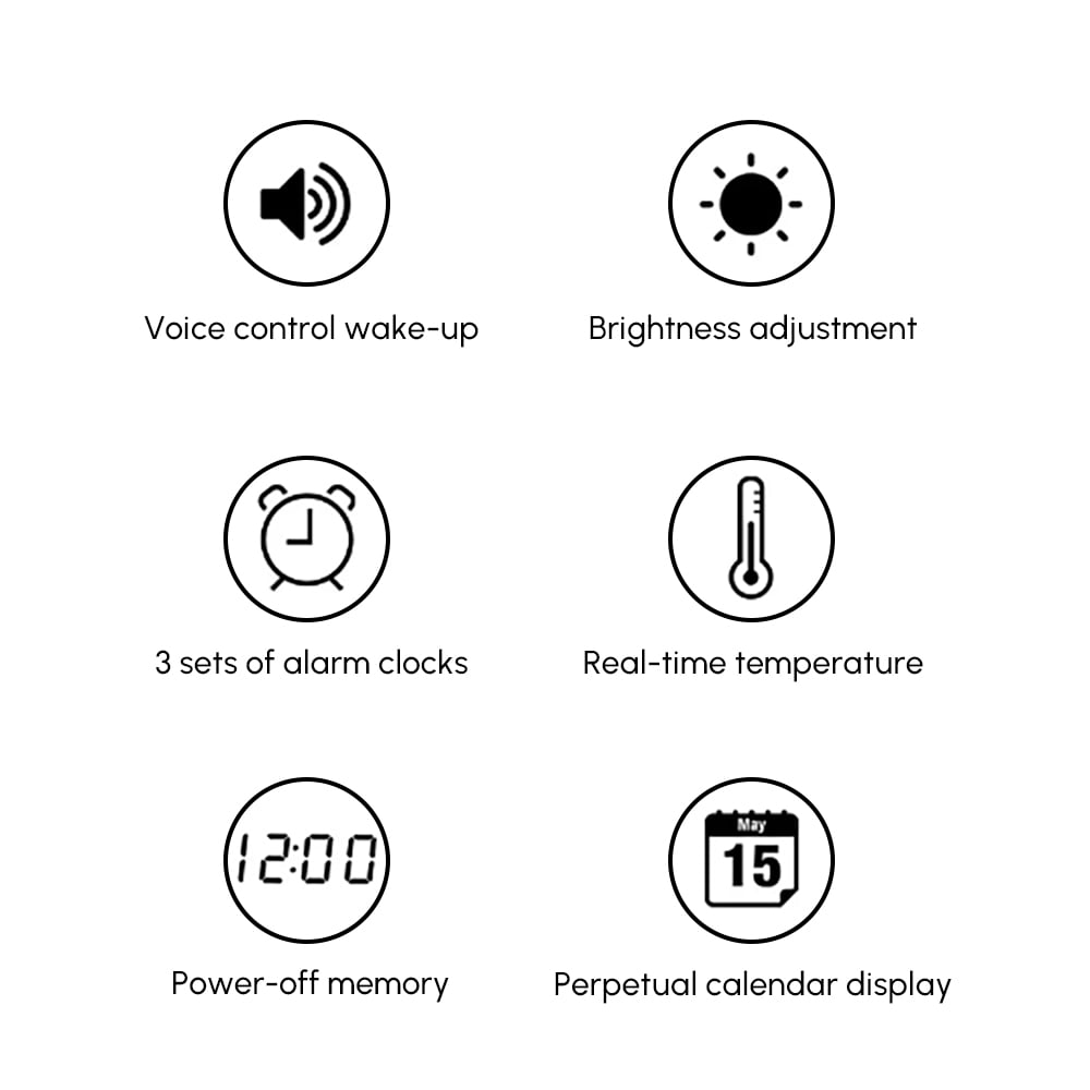 28.4" LED Silent Wall Clock Multi-function Display Voice-Activated with Night Light window image