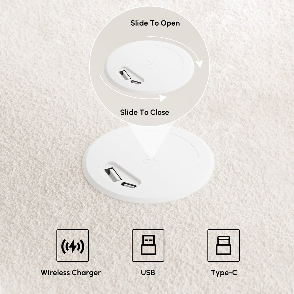 Curva 63" Boucle White 6 Drawer Smart Dresser Chest window image