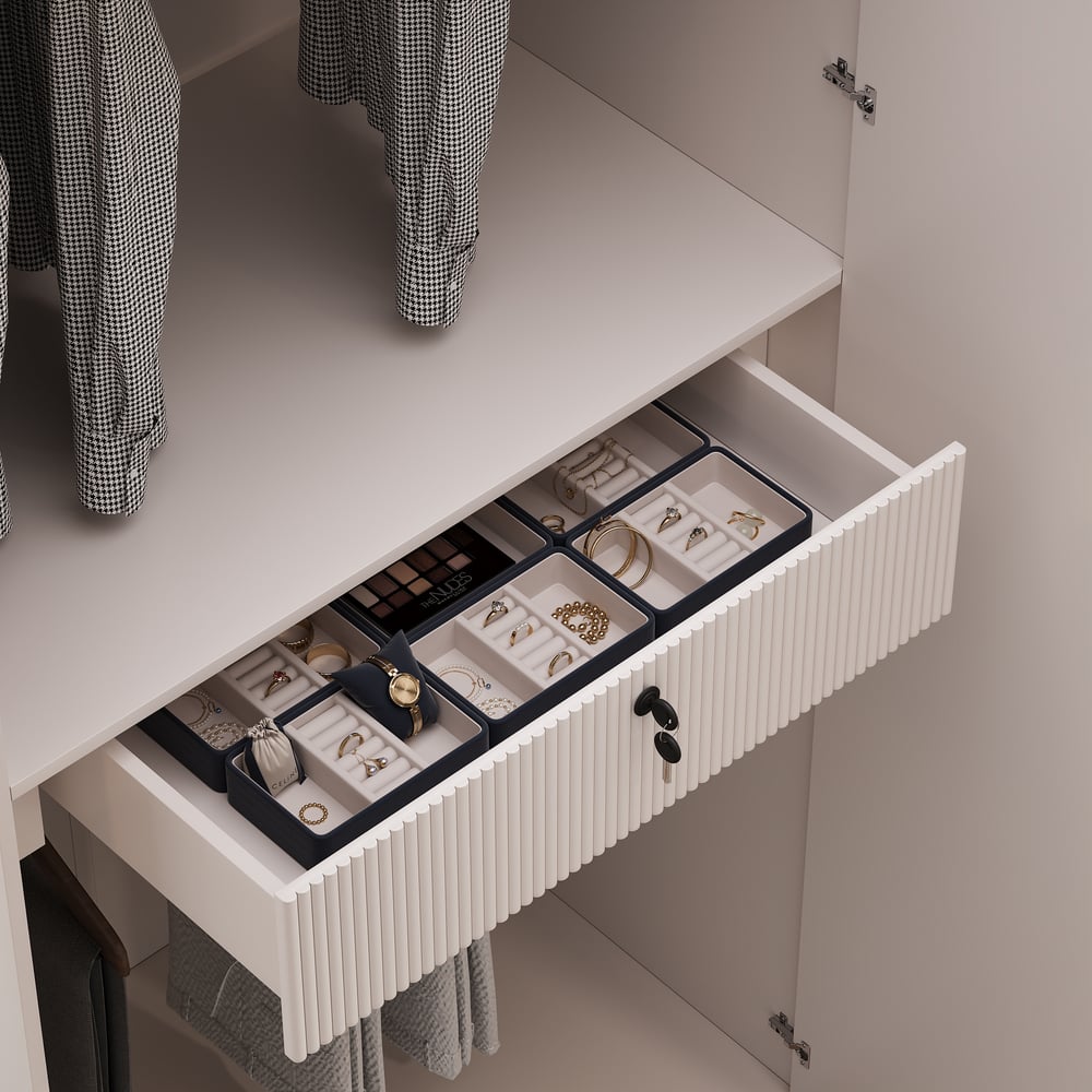 Minimalist and Luxurious 6-Door Wardrobe with Glass Display and Lighting