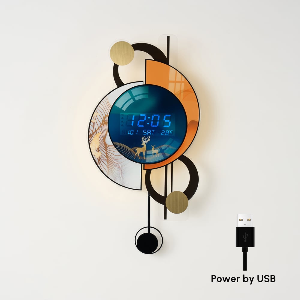 28.4" LED Silent Wall Clock Multi-function Display Voice-Activated with Night Light window image