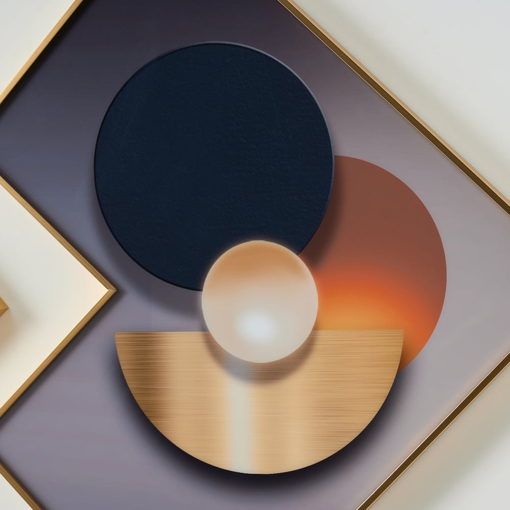 3Pcs Modern Geometric Wall Clock Decor Set Canvas Painting Wall Clocks with Gold Frame window image