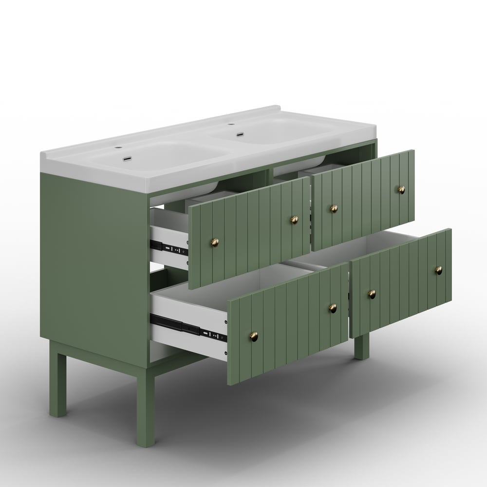 Bathroom Vanity Set 47.2" Freestanding Bathroom Vanity Green with Double Sinks