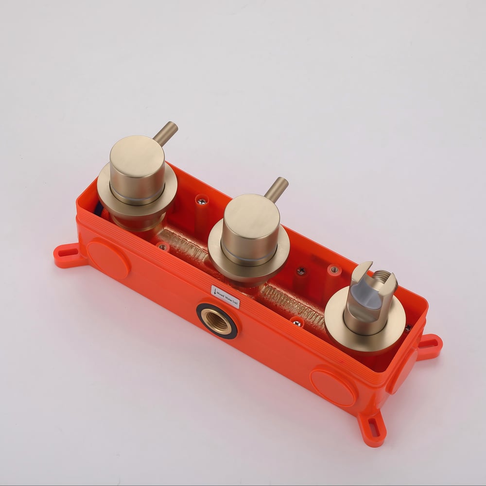 10" Wall-Mounted Shower System Round Brushed Gold 2-Function with Hand Shower window image