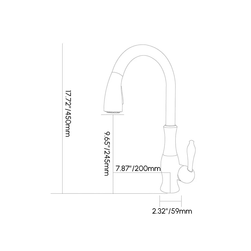 Tracier Gooseneck Single Lever Handle Kitchen Tap with Pull Out Spray weights dimensions image