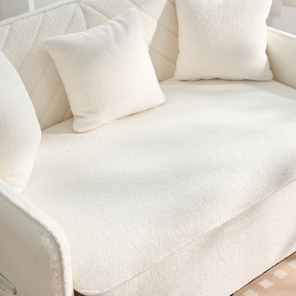 54" Full 2-Seater White Boucle Convertible Sleeper Sofa window image