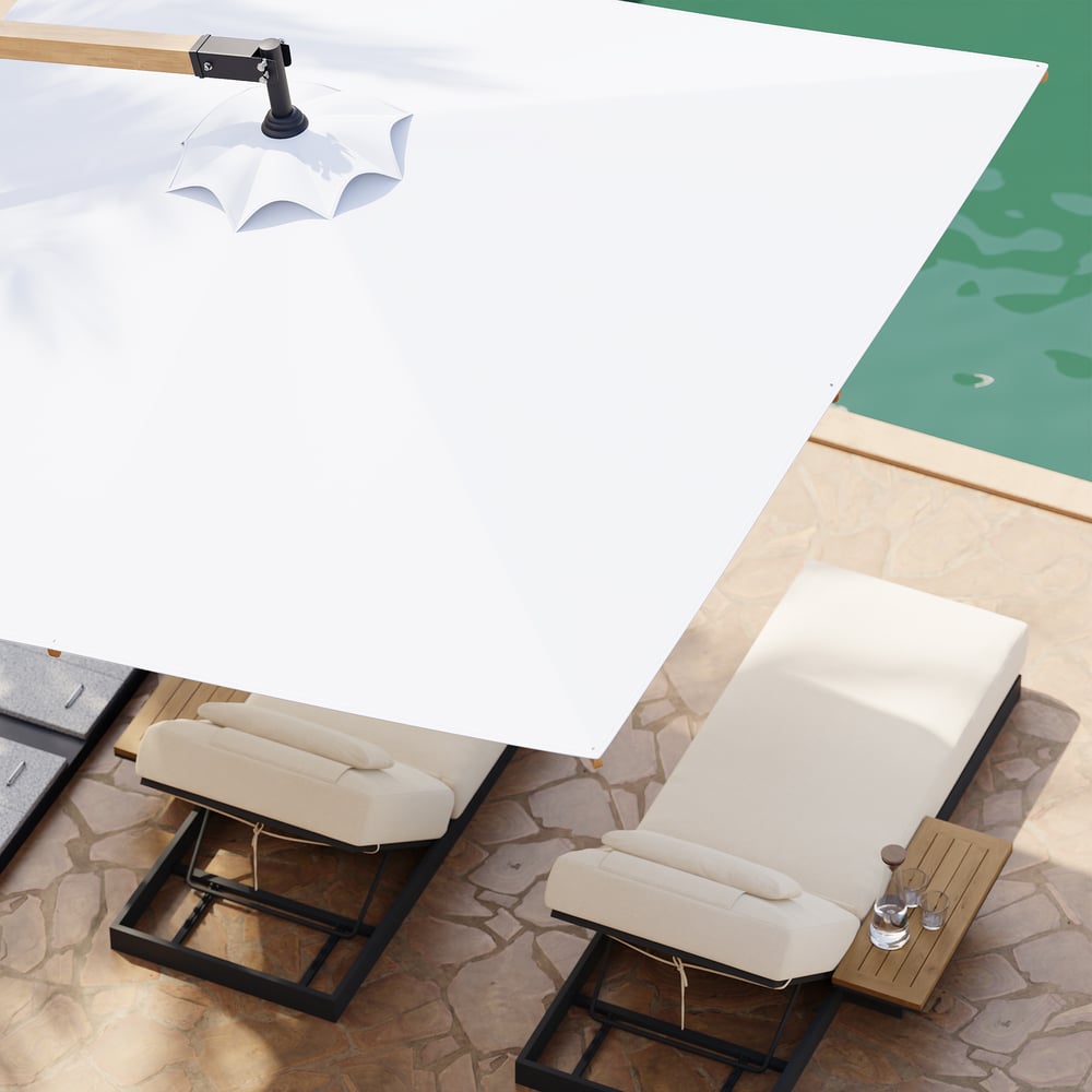 Axis 118" Cantilever Umbrella Outdoor Patio Offset Umbrella in White window image
