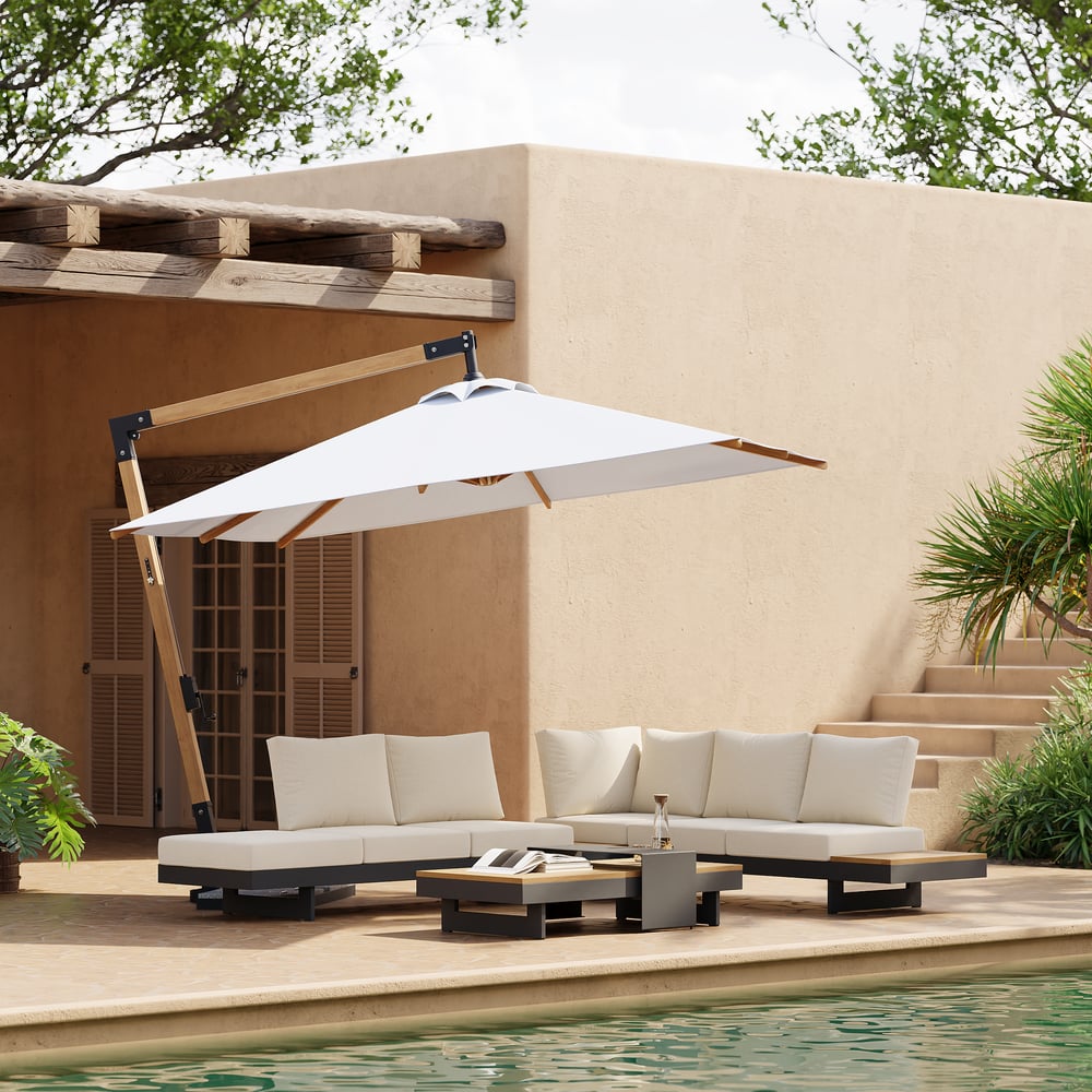 Axis 118" Cantilever Umbrella Outdoor Patio Offset Umbrella in White window image