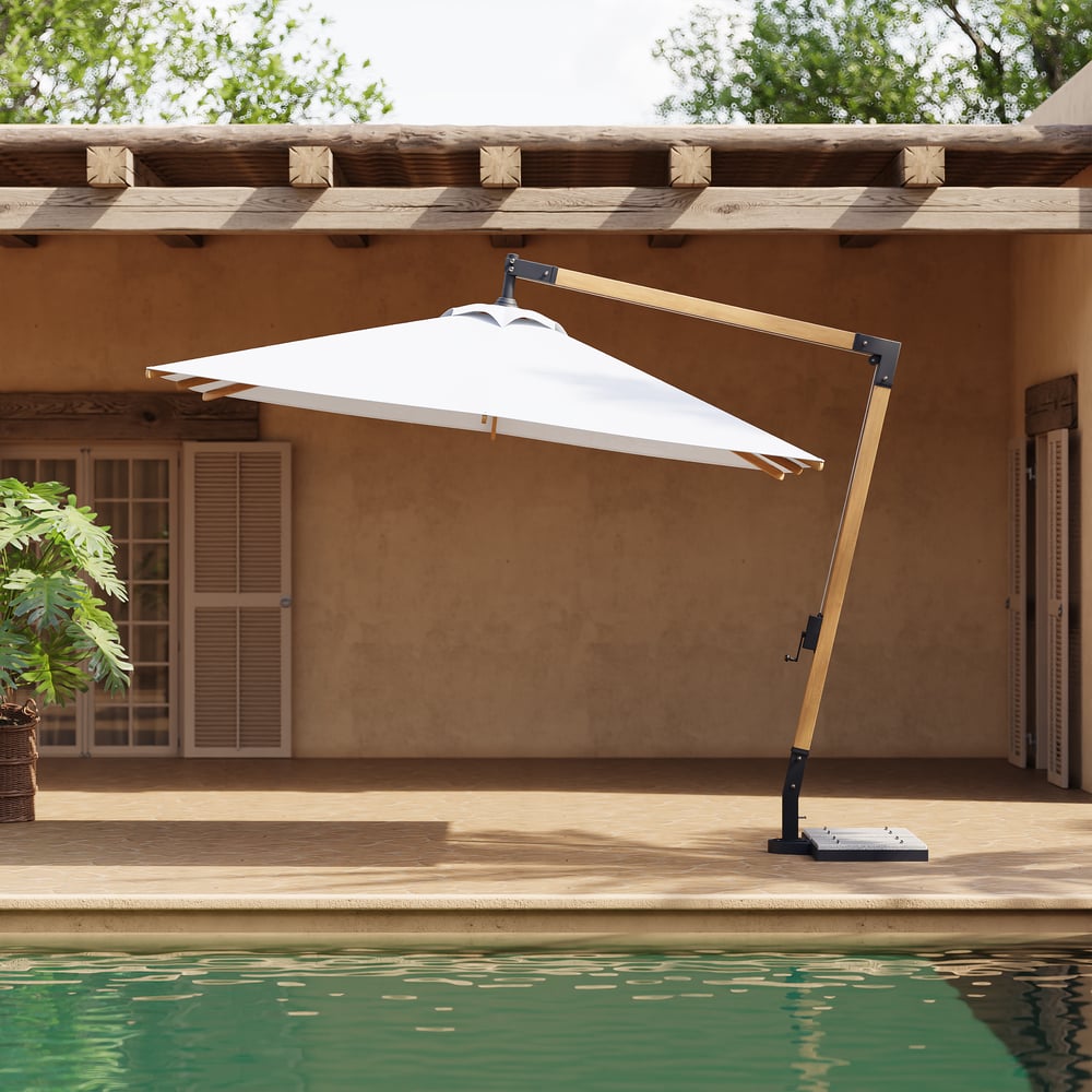 Axis 118" Cantilever Umbrella Outdoor Patio Offset Umbrella in White window image