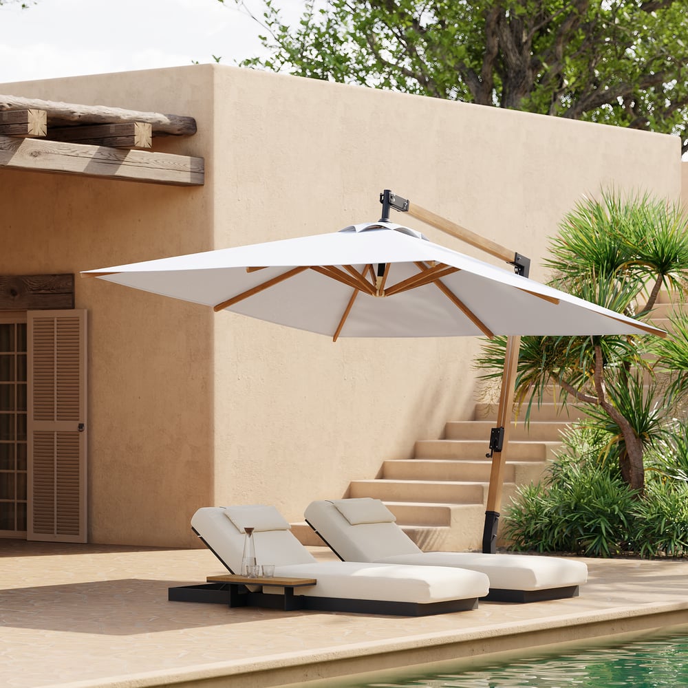 Axis 118" Cantilever Umbrella Outdoor Patio Offset Umbrella in White window image