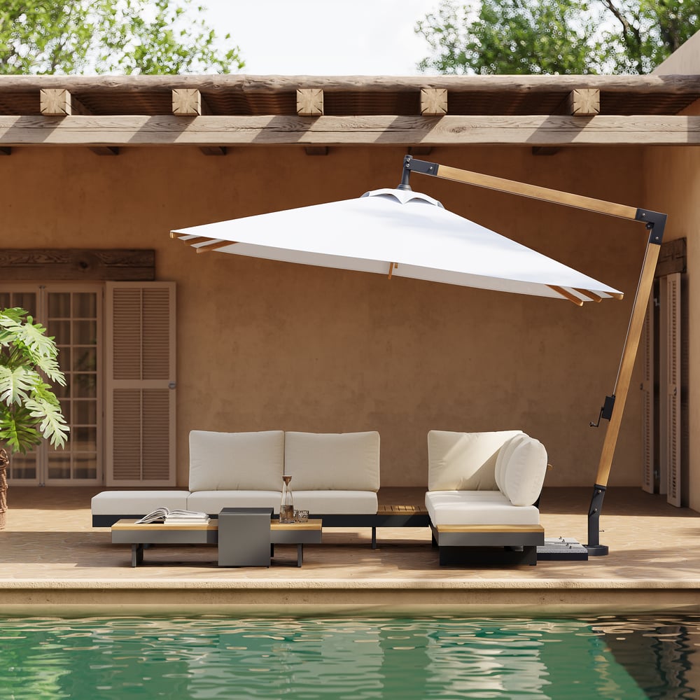 Axis 118" Cantilever Umbrella Outdoor Patio Offset Umbrella in White window image