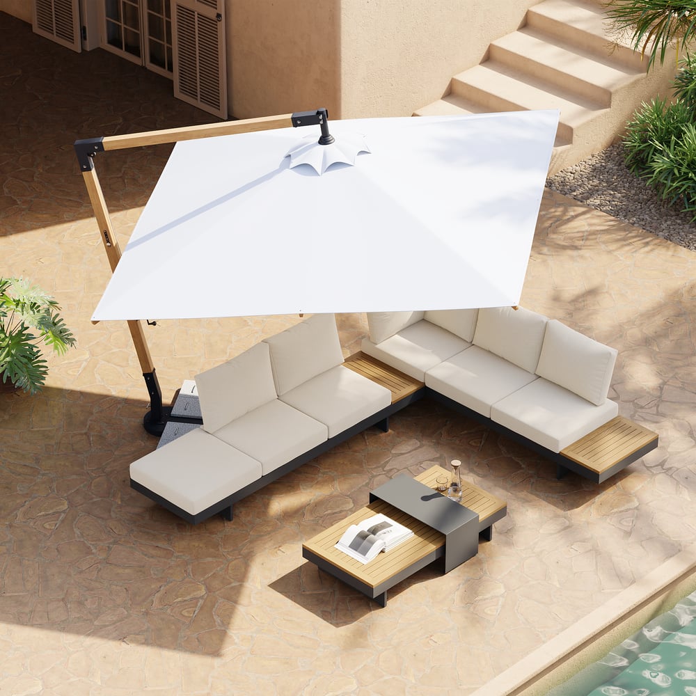 Axis 118" Cantilever Umbrella Outdoor Patio Offset Umbrella in White window image