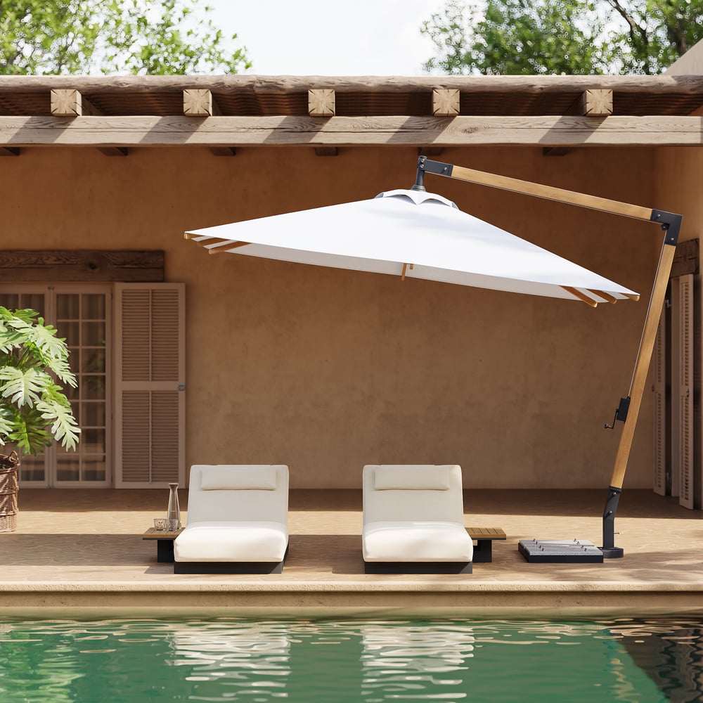 Axis 118" Cantilever Umbrella Outdoor Patio Offset Umbrella in White window image