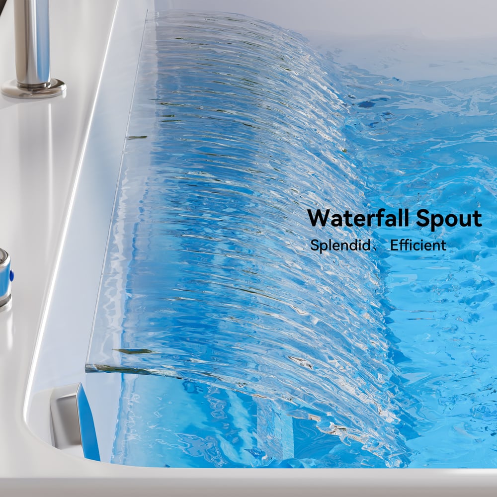 67" Large Jacuzzi Bathtub with Jetted & LED Lighting 97-Gallon Capacity