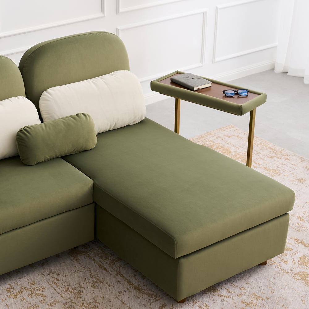 Green Sofa Bed with Side Table window image