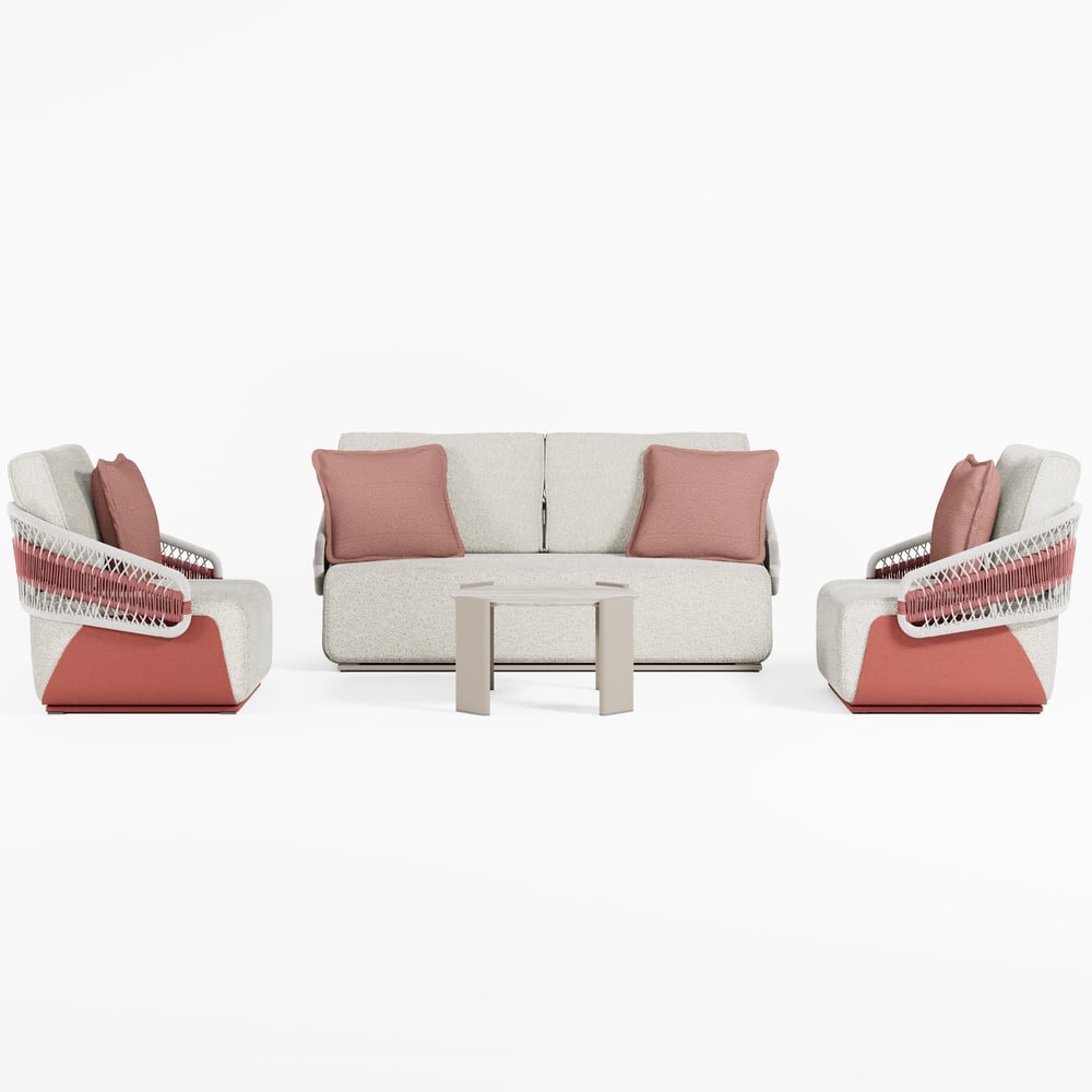 Ensemble de salon de jardin 4 places en aluminium et corde image de fenêtre