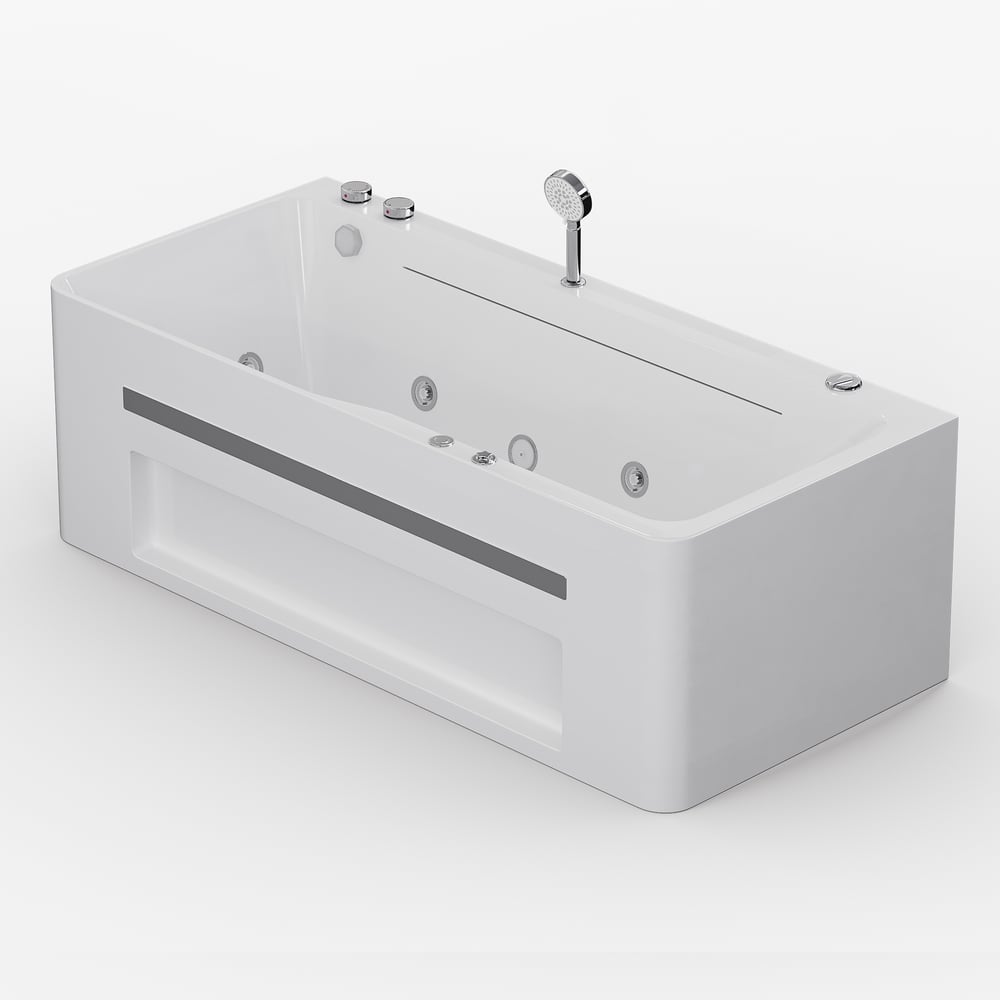67" Large Jacuzzi Bathtub with Jetted & LED Lighting 97-Gallon Capacity