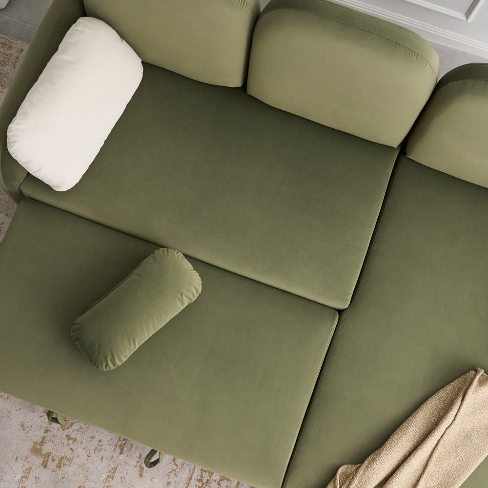 Green Sofa Bed with Side Table window image